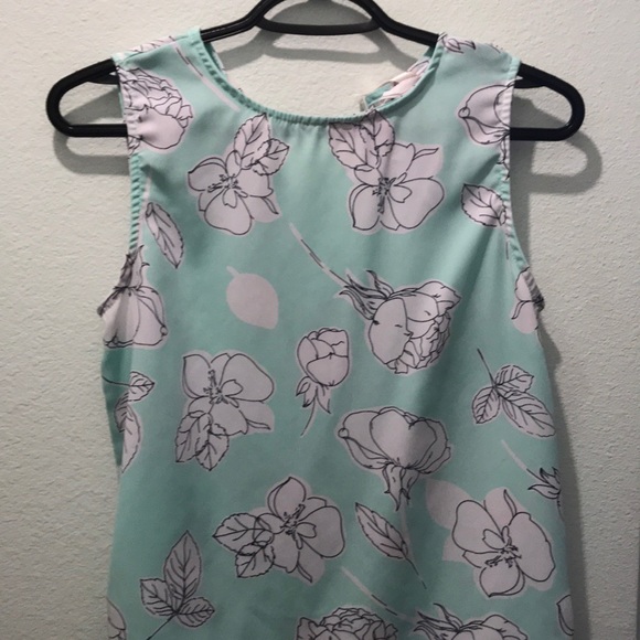 High front teal chiffon floral flow top - Picture 2 of 6